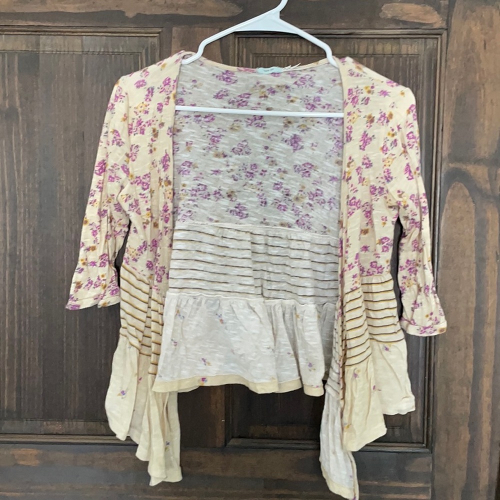 Anthropologie open front floral knit